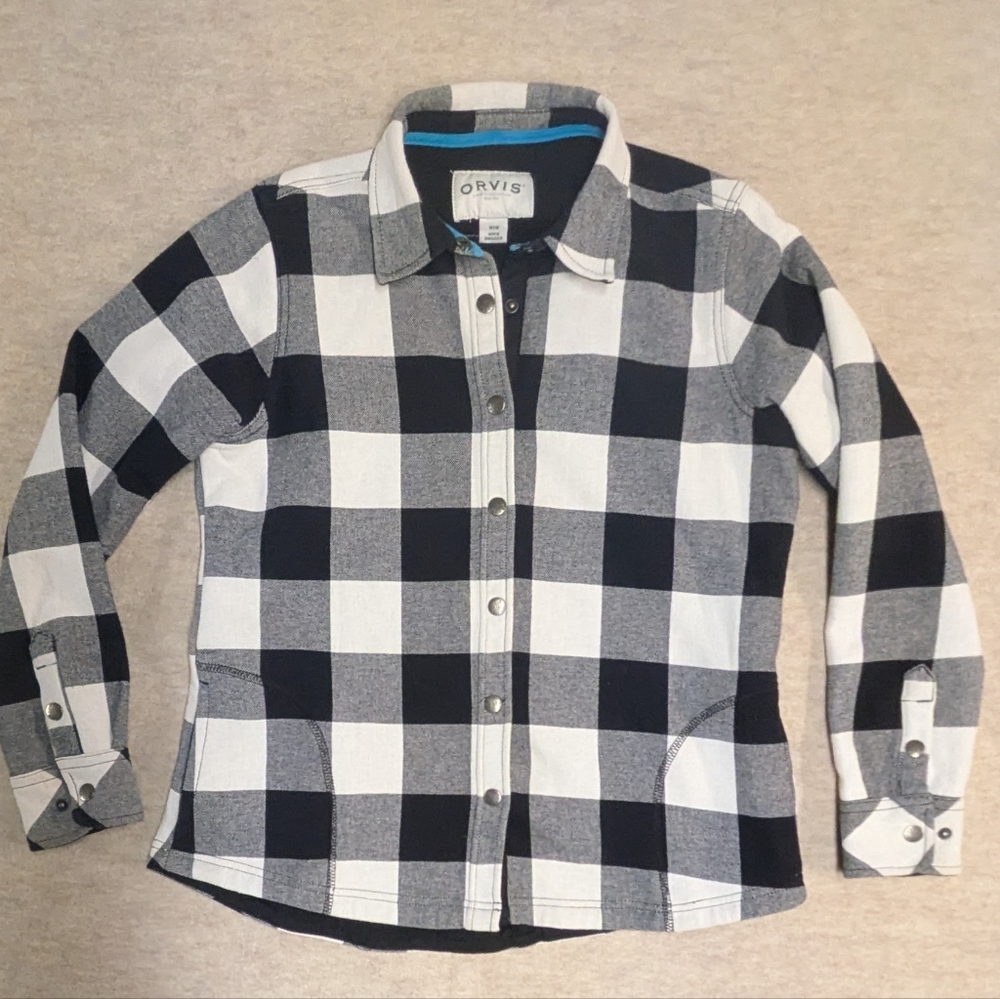 Orvis Women's Fleece Lined Buffalo Check Shacket Chore Jacket Size M